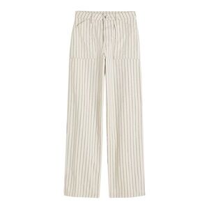 H&M Divided Light Beige/Pinstriped Twill Cotton Cargo Trouser Pants Size 10